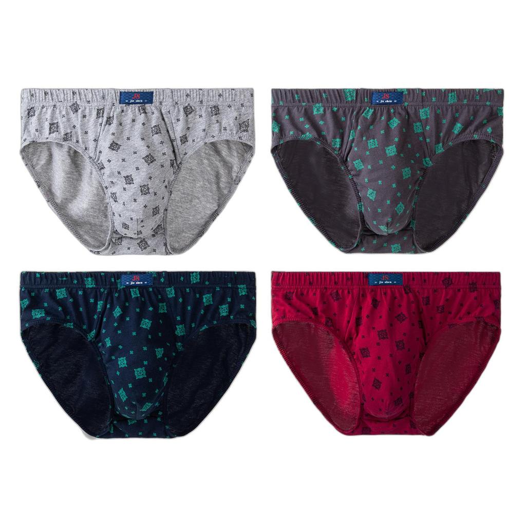 4PCS Men's Cotton Underwear Mid-Waist Breathable Briefs Man Panties Comfortable Underpants L XL XXL 3XL 4XL