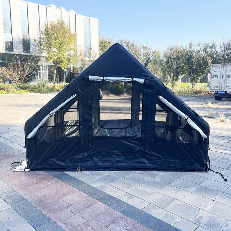 Windproof & Rainproof Inflatable Camping Tent, 6.3 Sq Ft, Black Oxford Cloth