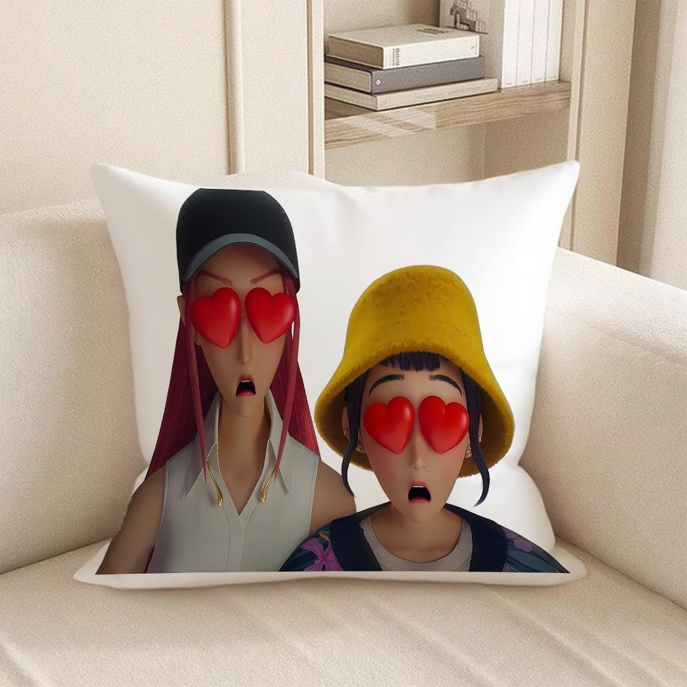 KPop Demon Hunters Super cute cartoon girl on pillowcase: diverse expressions and shapes, fashionable home decoration