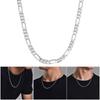 Men's Silver Figaro Chain Necklace Polished Smooth Brims For Comfort Adjustable Lengths 16 18 20 22 24 Inch