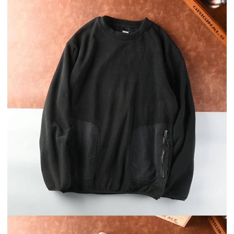 Jednobarevná polární fleecová zateplená pánská fleecová sportovní ležérní pulovrová mikina