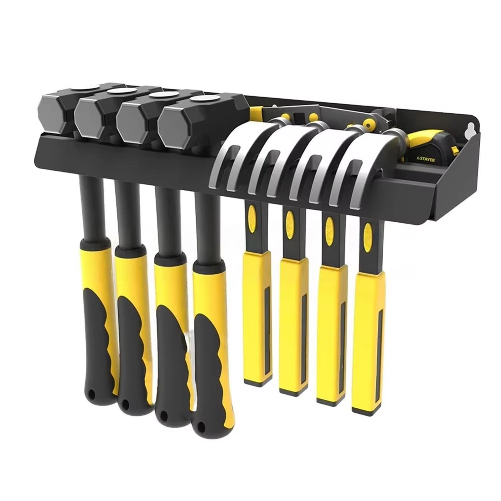

Hammer Tool Storage Rack - Wall-Mounted Organizer for Workshop & Garage Wrenches, Pliers, Tape Measures one size чорний