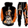 Hot Sale, Stylish 3D Skull Print Punk Sportswear, Pants Hoodie Couple Suit Street Trend