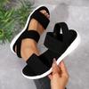 Mode Damen Strick Elastisches Tuch Keilsandalen Slip On Leichte Wandersandalen Damen Übergröße Bequeme Sommerschuhe Frau 2025