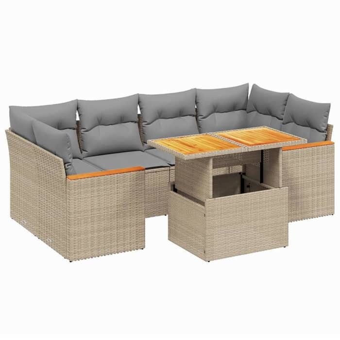 VidaXL Garden Lounge Set with Cushions 7 Pcs, Patio Sofas, Patio Furniture Set, Outdoor Furniture, Beige 3272977
