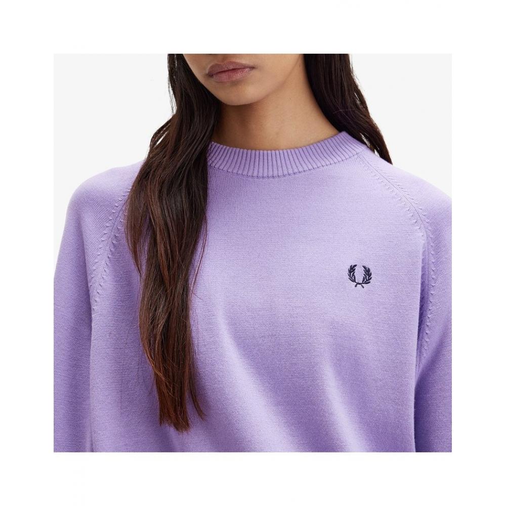 Fred Perry Crewneck Merino Wool Knit   Violet Afpf2432117 X19