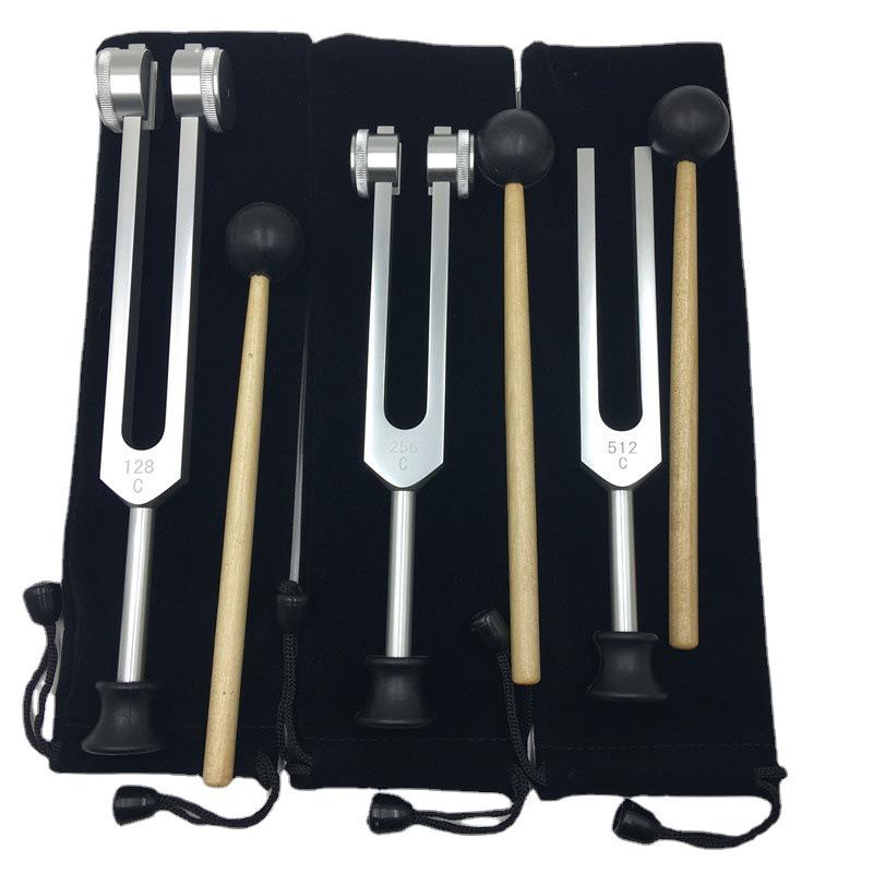 Aluminum Alloy Tuning Fork Set: 128Hz, 256Hz, 512Hz with Triangle or Base 512Hz Tuning Fork