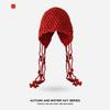 Color Solid Knitted Hat With Ear Protection Design And Tassel Decor Daily For