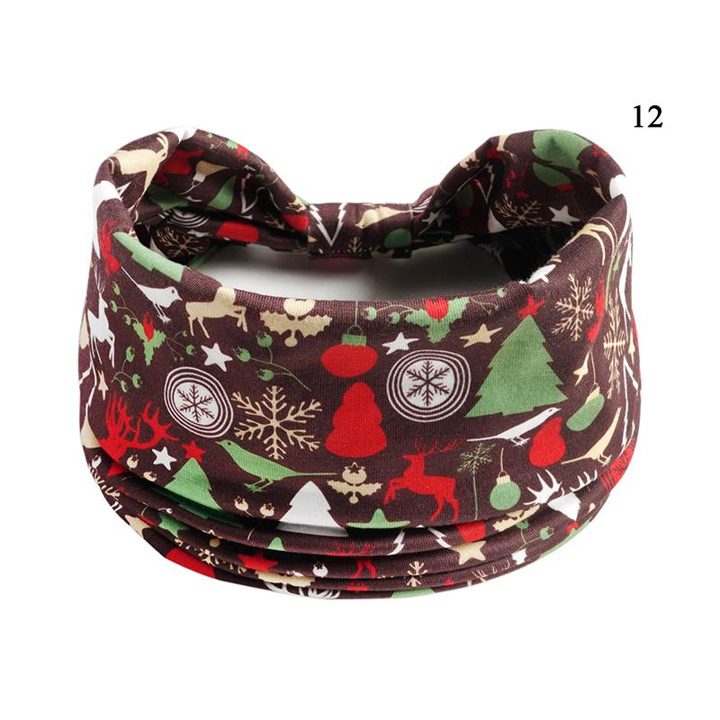 Christmas Printed Headband Sport Yoga Wide-brimmed Hairband Santa Claus Elk Elastic Hair Band Xmas Hair Accessories Headwear