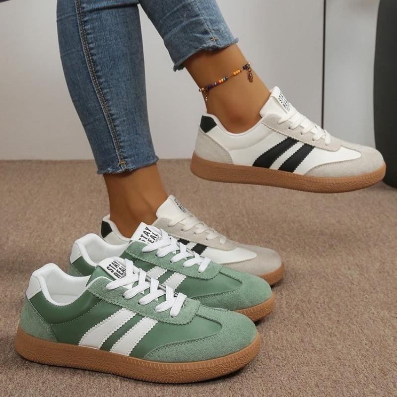 Flat bottom German training shoes women's spring and autumn large size sports board shoes fashion casual white shoes women