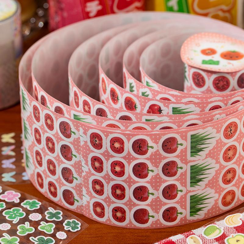 60mm*2m Cartoon food patterns Japanese Stationery stikcers PET Tape For Scrapbooking Planner Journaling Supplies Masking Tape