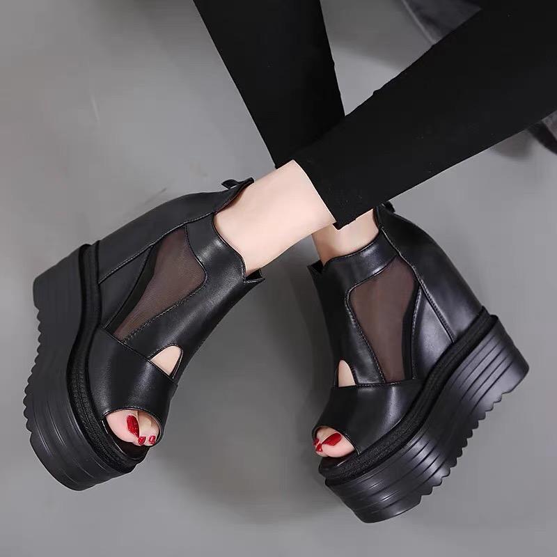 Fashion 15CM Women's Fish Mouth Wedge Sandals Thick Platform High-heeled Shoes wedges shoes for women  high heels