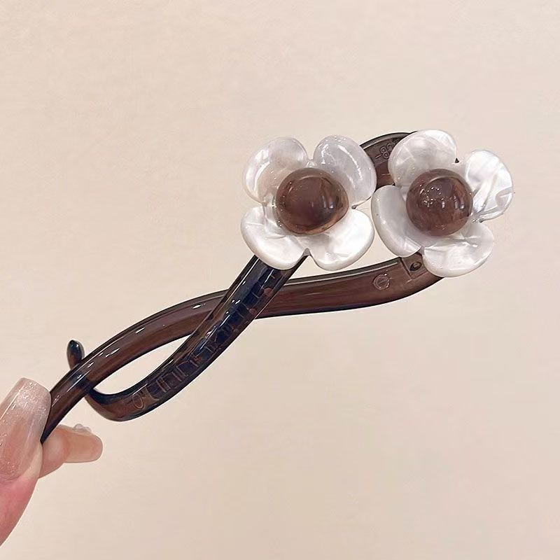 1pc Fashion Elegant Hair Accessory Women's Flower Shaped Twist Clip Suitable For Daily Holiday Wear Elegant Hair Clip Hairpin