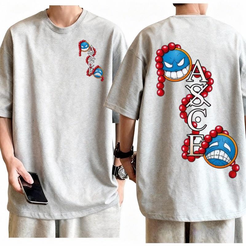 One Piece Portgas D Ace ASCE Y2K TShirt Men Vibrant Print Cotton Anime Graphic Tee Trendy Streetwear Short Sleeve Crew Neck Top