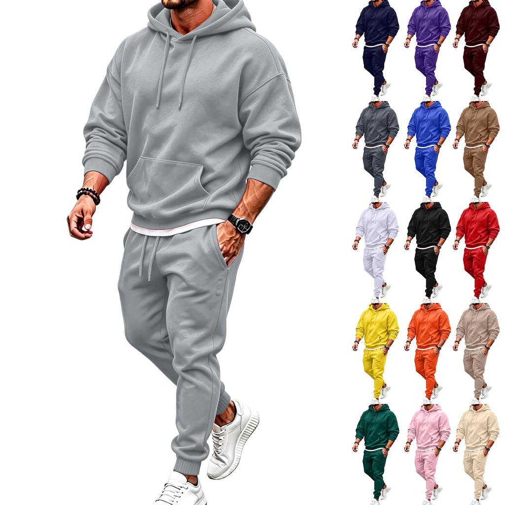 Conjunto de Moletom Unissex com Capuz e Calça Jogger de 2 Peças para Homens e Mulheres