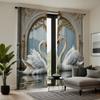 2 pieces HD digital gray light luxury European warm swan curtain home decoration style decoration living room bedroom rod curtai