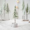Mini Christmas Tree Artificial Bottle Brush Tree with Wooden Base Small Snow Frost Flocked Pine Tree for Winter Home Decor