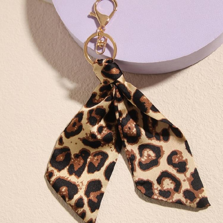 Leopard Themed Key Holder Pendant with Metal Lobster Clasp Polyester Fabric Purse Charm Bag Accessories for Handbag