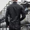 Men's men's leather jacket men's trendy teen stand-up collar punk men's motorcycle leather jacket