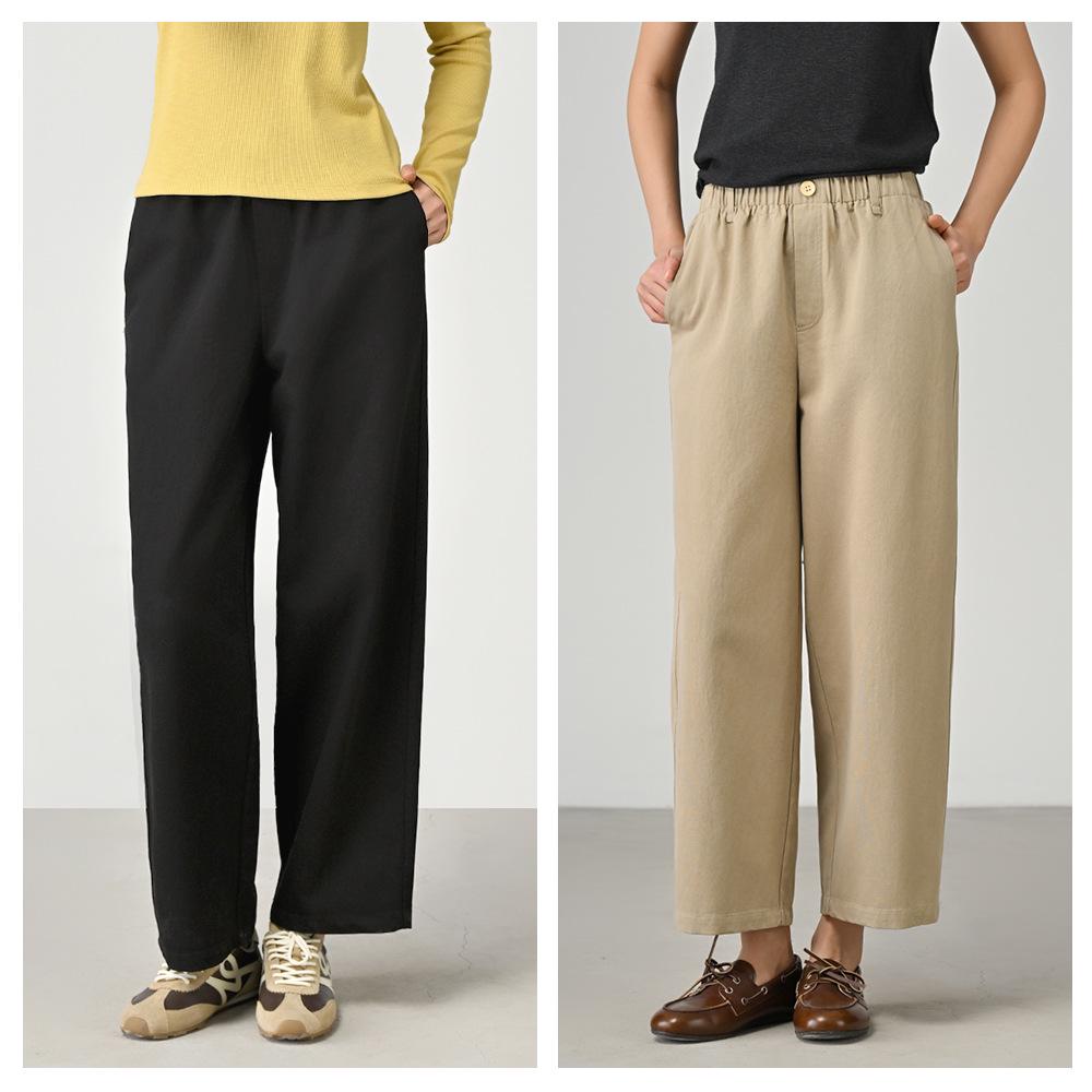 ABOUTSEA Women's Tencel Cotton Wide-Leg Spring Pants, Casual Nine-Point Design.