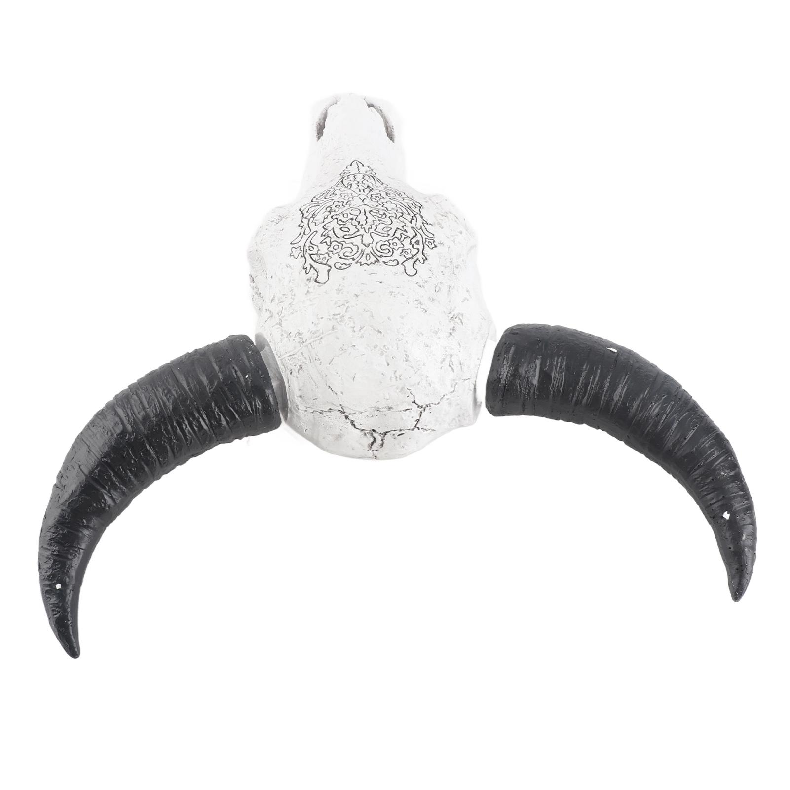 

Resin Bull Head Wall Hanging Decoration Long Horn Animal Sculpture Background Wall Home Ornament