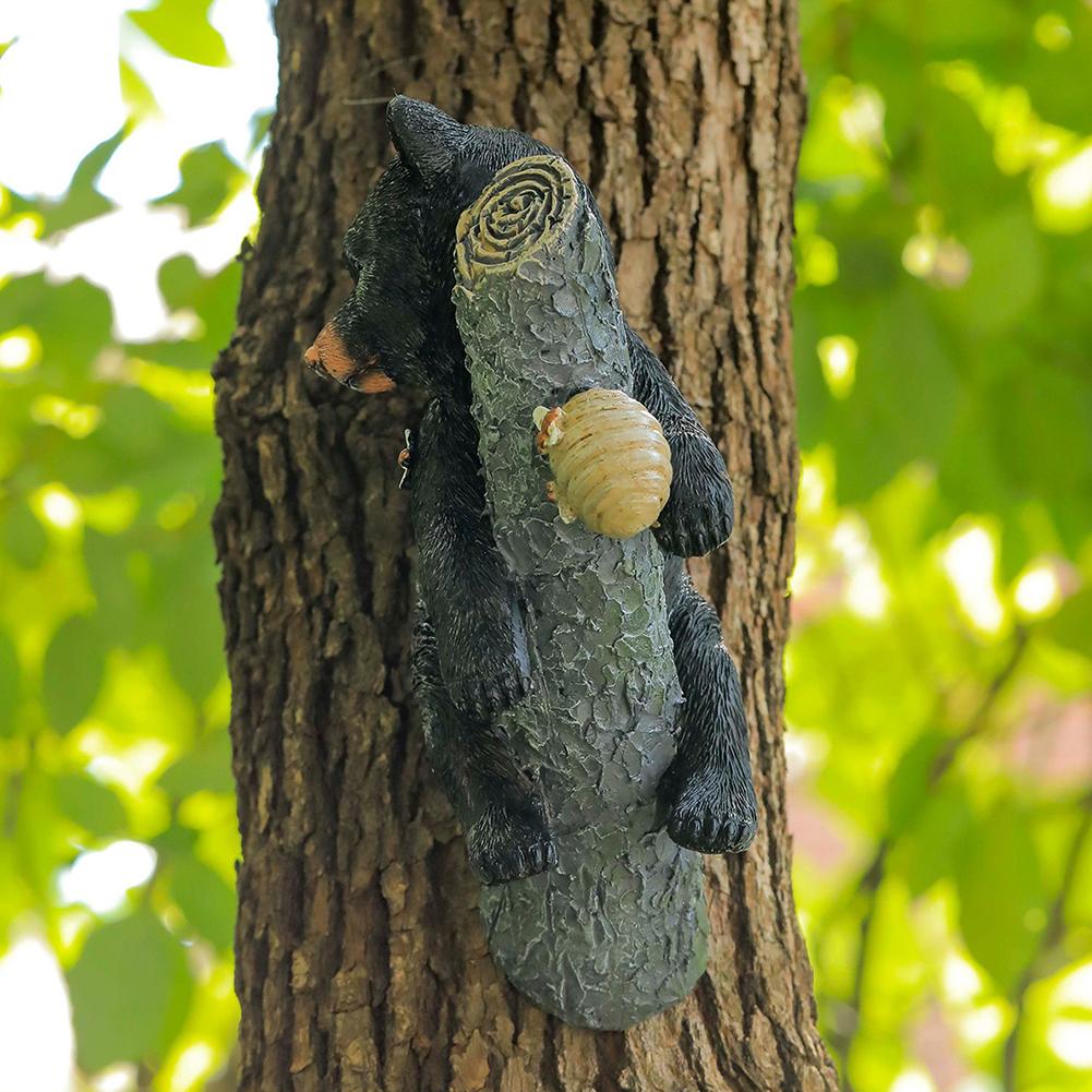 Black Bear Cub Statue Cub Napping & Hanging Out Faces Figurine Realistic Animal Figurines Resin Funny Baby Bear Statue for Trees