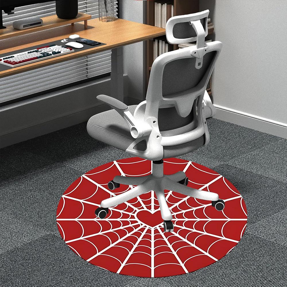 1pc Spider Web Heart Office Round Area Rug, Indoor Mat Suitable ForOffice, Under Office Chairs Bedroom Living Room Home Decor, D139
