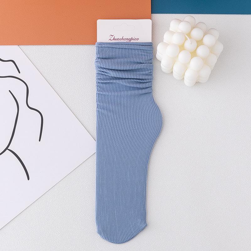 Women Girls Spring Summer Thin Loose Tube Socks Solid Color Black White Red Purple Green Yellow Velvet Breathable Long Socks