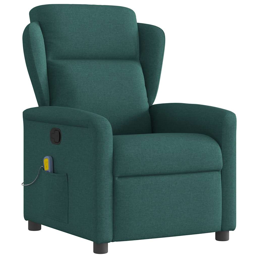 Vidaxl Foldable Massage Armchair, Dark Green, Fabric Upholstered