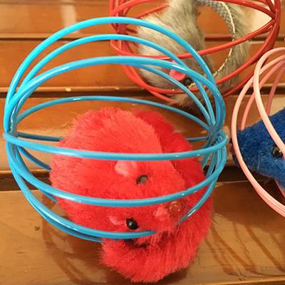 Funny Kitten Pet Toy Plush Mouse in Cage Ball Interactive z Sound Cat Teaser