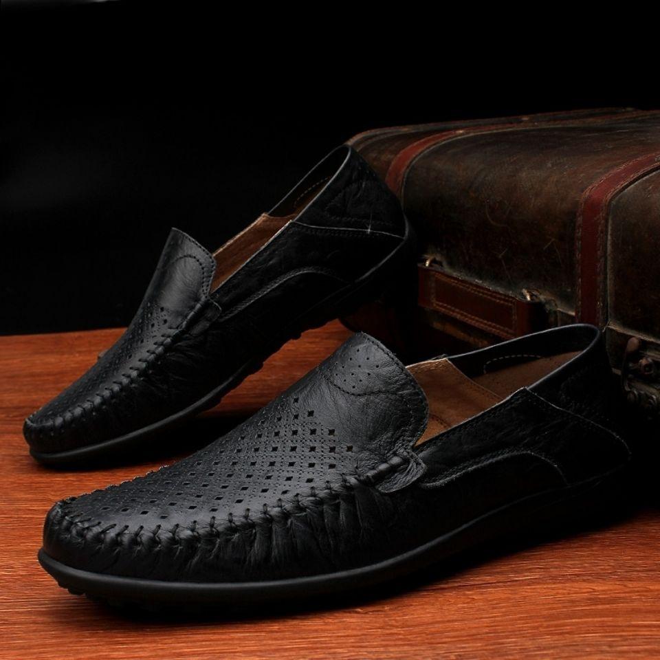 Men's Leather Shoes, Made of Genuine Leather, Summer Breathable Soft Leather Cover, Business Casual Leather Shoes, Bean Shoes, Men's Shoes