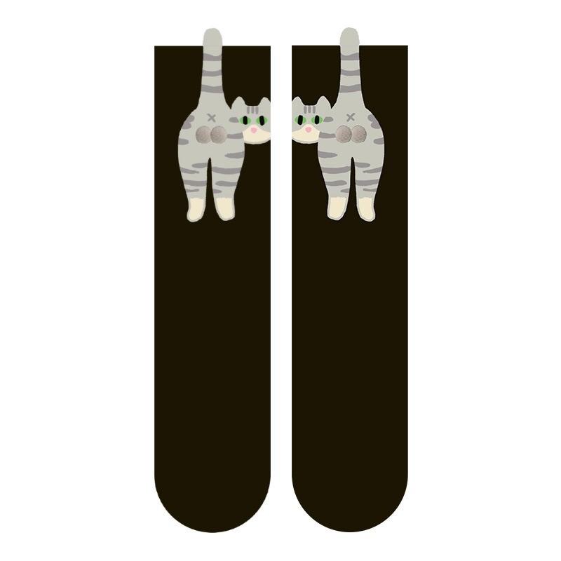 Cartoon Cute Cat Socks with 3d Cat Egg Balls Soft Breathable Mid Tube Socks for Cat Lovers Novelty Gifts