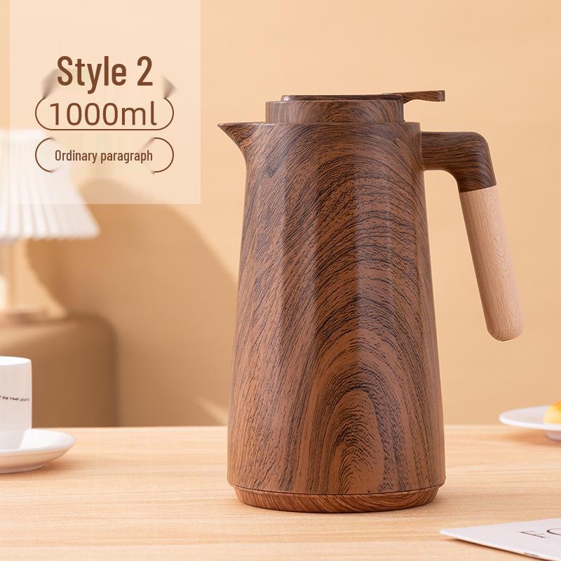 

Изолированный кофейник большой вместимости с деревянной ручкой - Идеально подходит для общежития или домашнего использования. 1000ML