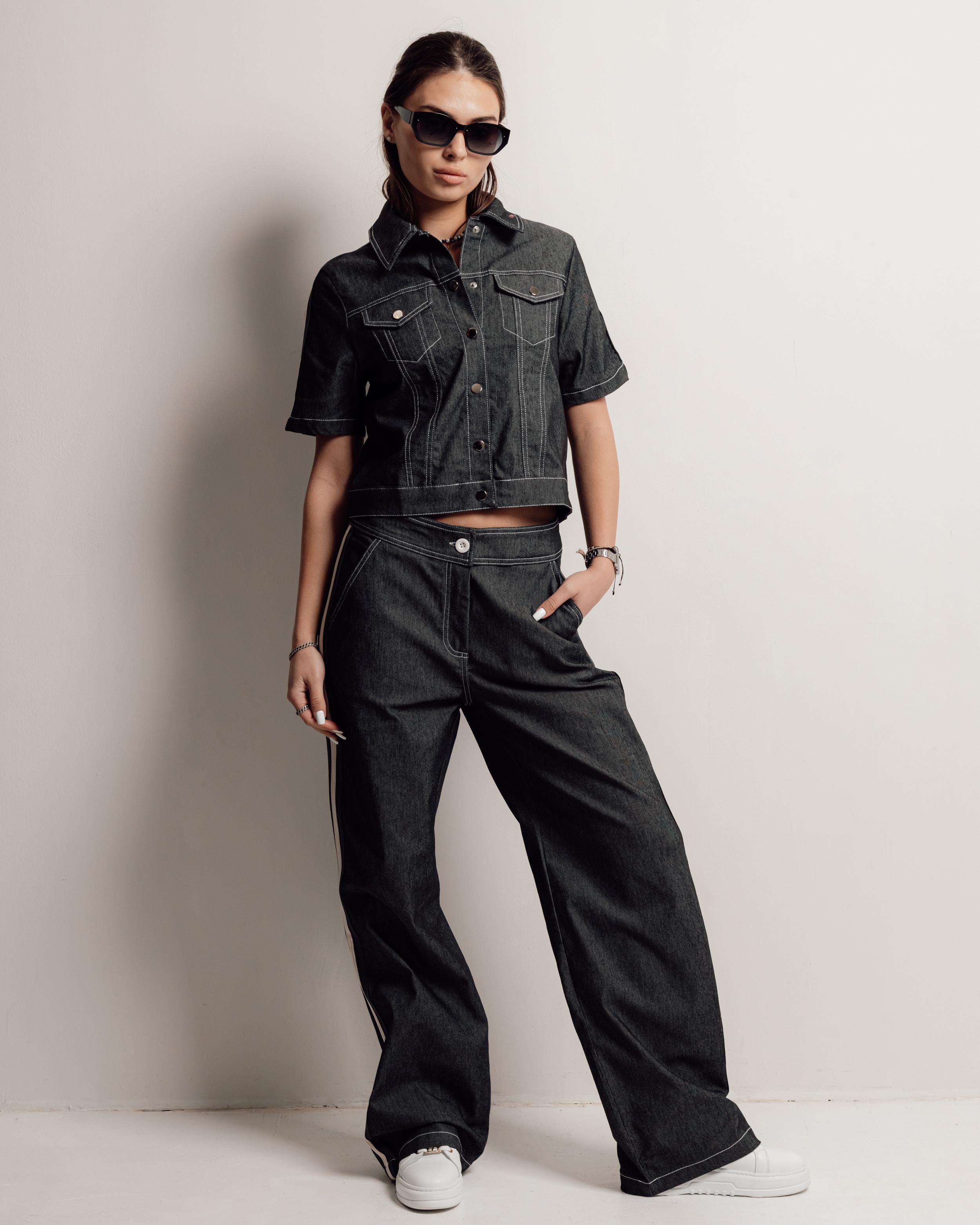 

Women s suit Butella 17024 M gray denim (jacket, pants) L сірий колір
