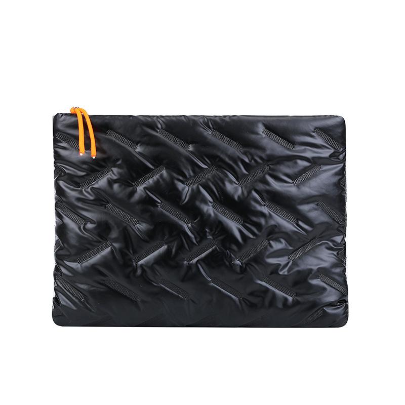 Eenvoudige 14-inch Laptoptas, Waterdicht, Grote Capaciteit, Laser-Gegraveerd, Ultralichte Computer Sleeve Tas, zwart