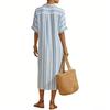Dámské ležérní a módní volné pruhované košilové šaty