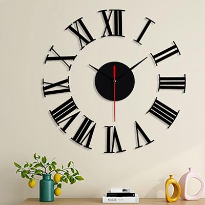Horloge Murale Silencieuse DIY Sans Cadre 3D Autocollant Surface Miroir Décoration Maison