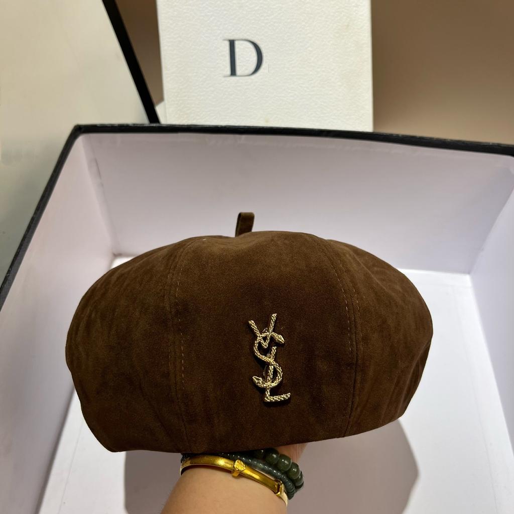 Vsl Paris Catwalk Autumn Octagonal Beret High Quality Big Hat Frosted Leather Painter Hat