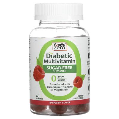 YumVs, Diabetes-Multivitamin, ohne Zucker, Himbeere, 60 Gummibärchen
