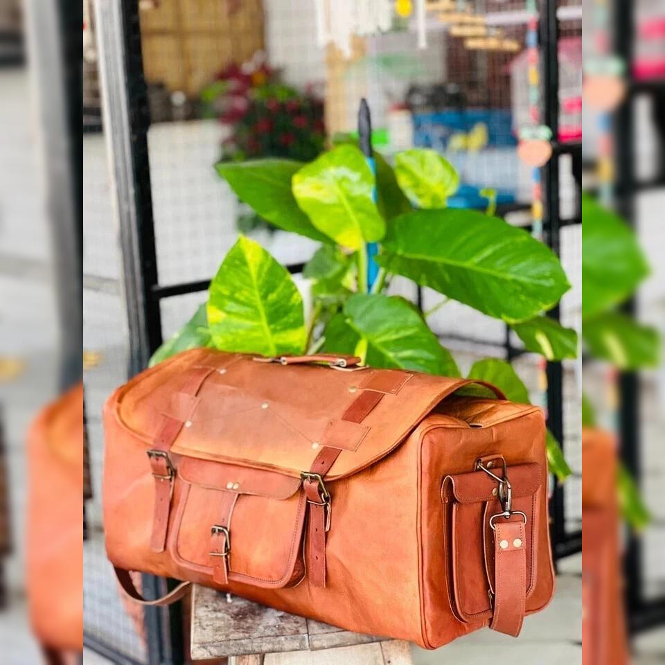 

New Leather Travel Duffel Genuine Gym Vintage Goat Duffle bag