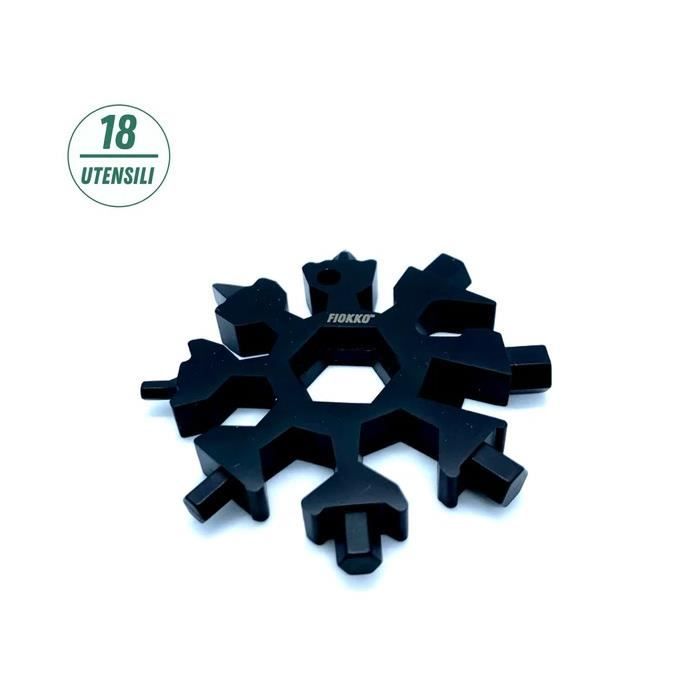 FIOKKO Outil Mutifonctions Noir porte-clé révolutionnaire 18 en 1