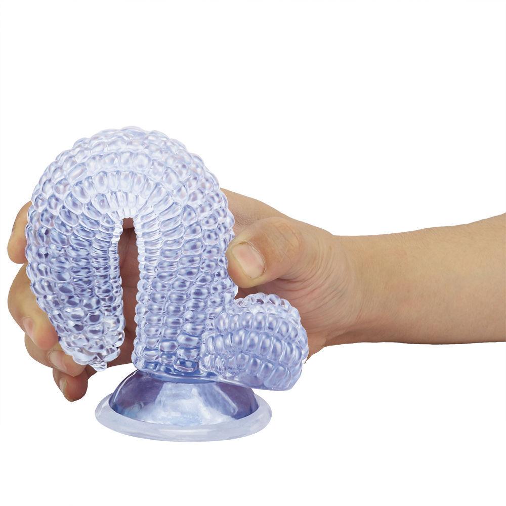 Corn-shaped Dildo with Suction Cup & Anal Plug - Transparent Hygienic Adult Toy