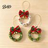 Small Fabric Decorations for Home Mini Christmas Wreath Ornament, Hanging Decoration with Plaid Bow And Atmosphere Metal Bells, Handmade Plush