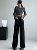 Wide Leg Pants Women Autumn Winter Thicken Loose Casual Straight Trousers Y2K Ladies with Pockets Mop Pants Slim Body