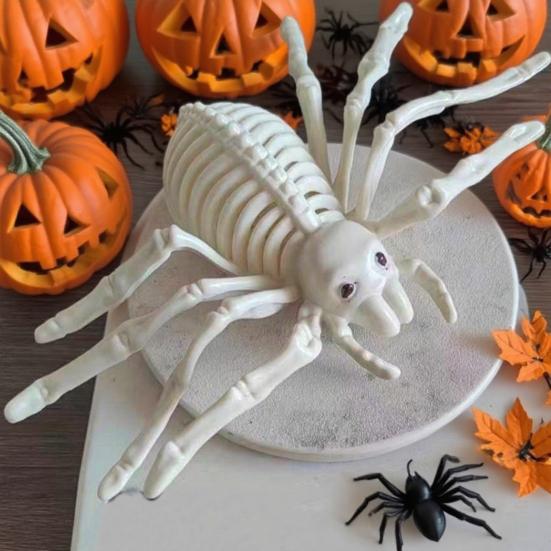Halloween Animal Skeleton Horrible Spider Skeleton Statue Simulation Spider Bone Model for Yard Garden Lawn Patio Halloween Decor