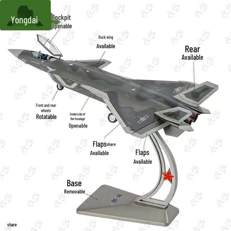 Yongdai 1:60 J-20 Stealth Fighter Jet Model