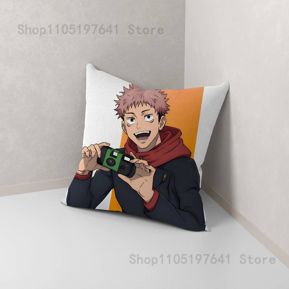 Anime Y-Yuji I-Itadori Pillow Case For Sofa Decor Car Office Room Printing Cushion Cover Decorations and Protector