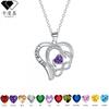 Elegant Heart Pendant Necklace Women - Lightweight Copper Chain With Rhodium Plating 41-50cm Adjustable Length 12 Monthly