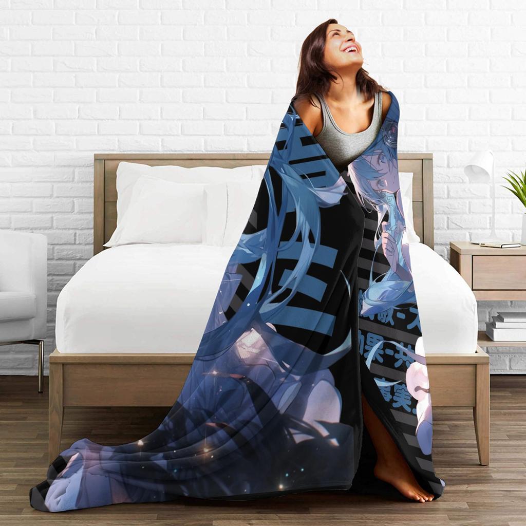Vocaloid Hatsunes Mikus Blankets Fleece Spring Autumn Multi-function Super Soft Throw Blankets for Bed Outdoor Rug Piece