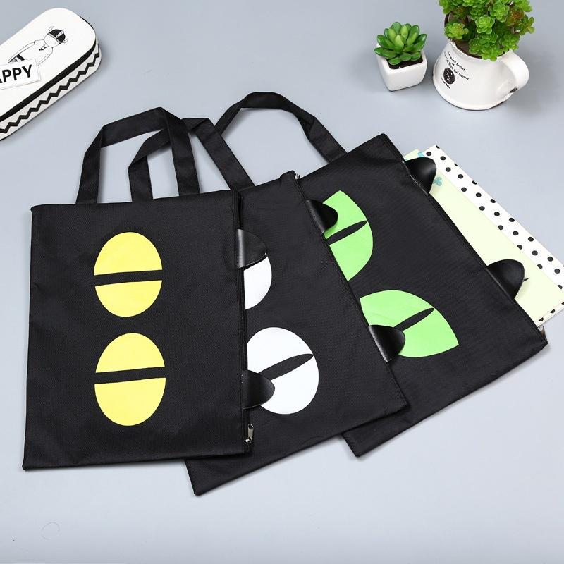 File Bag New Look Zipper A4 Cartoon Office Information Canvas Storage Creative Gifts School Students Supplies